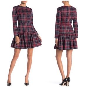 ALEXIA ADMOR Plaid Metallic Drop Waist Ruffle M